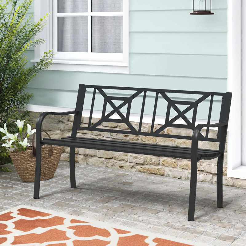 Black Outdoor Bench