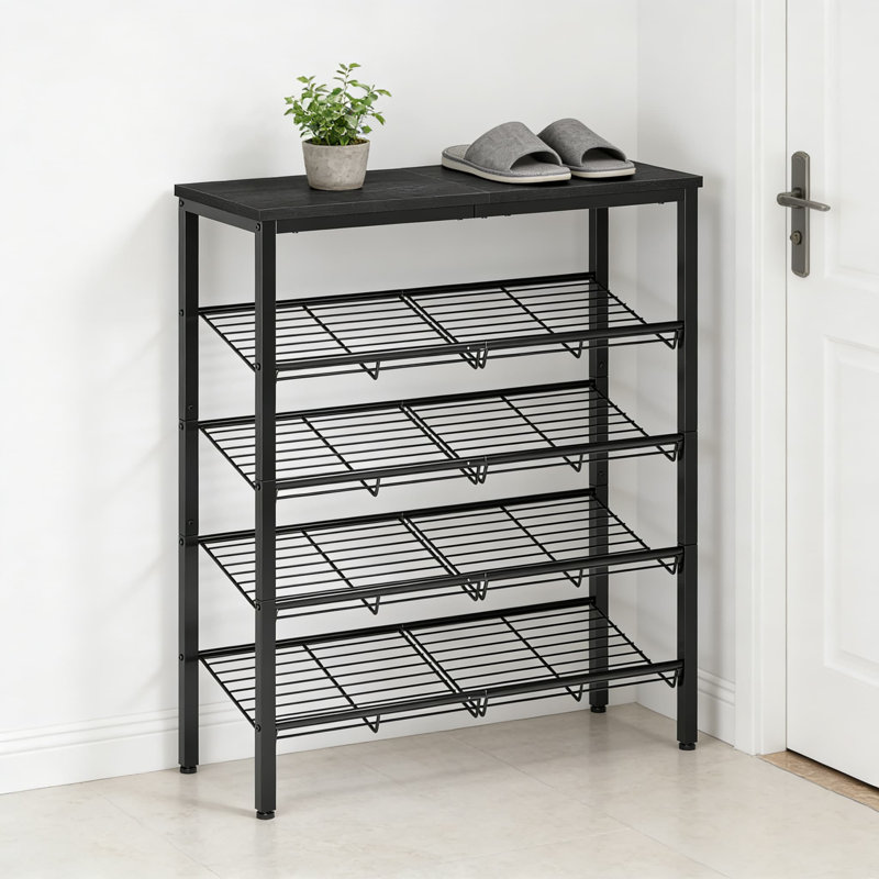 5 Tier Shoe Rack Organizer With Wooden Top - Sturdy Storage Shelf For Entryway, Closet, Or Bedroom - Holds Up To 20 Pairs Of Shoes