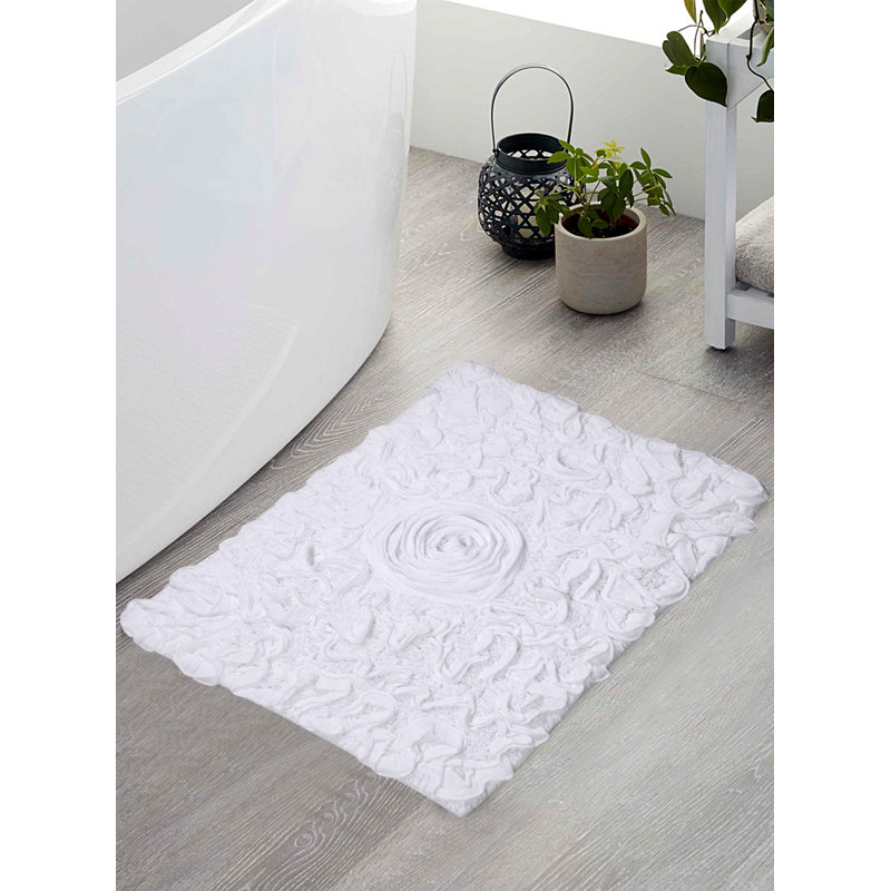 Tapis pour salle de bain en coton Skammel, Blanc
