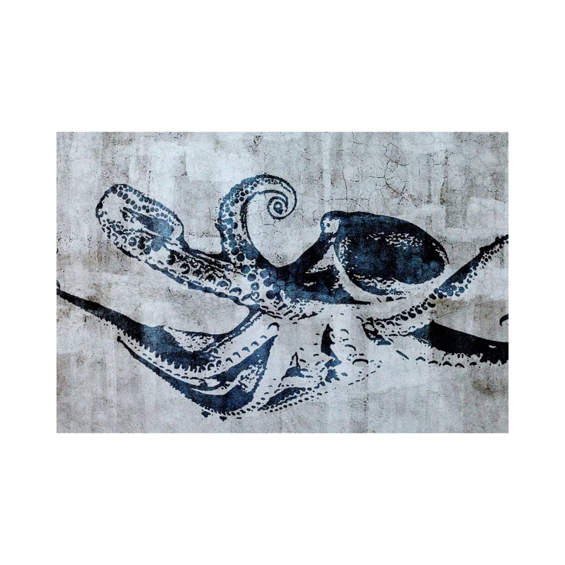 Impression d’art graphique, "Octopus Street art", Toile tendue, H 12 po x l 18 po x 1,5 po