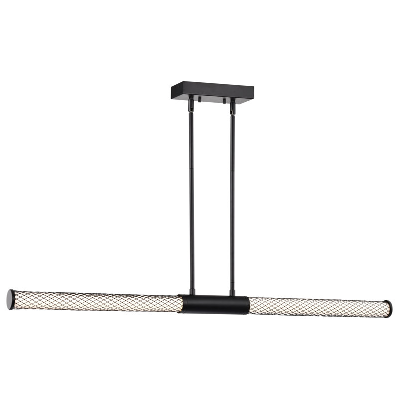 Adjua - Luminaire suspendu pour îlot DEL de 44 pouces - Noir mat - Lentille en acrylique