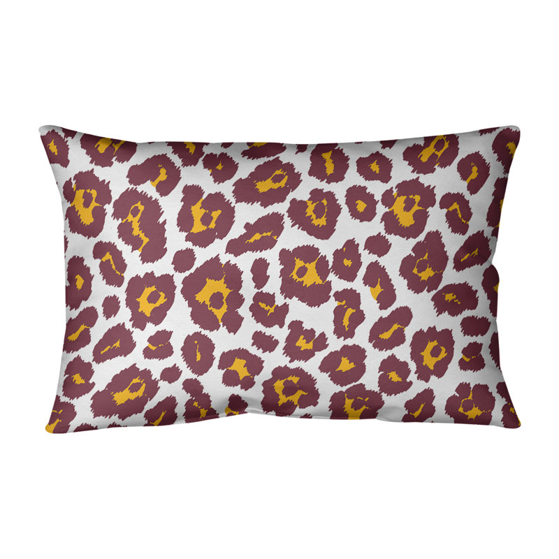 Housse et insert de coussin rectangulaire d'extérieur imprimé léopard, Blanc
