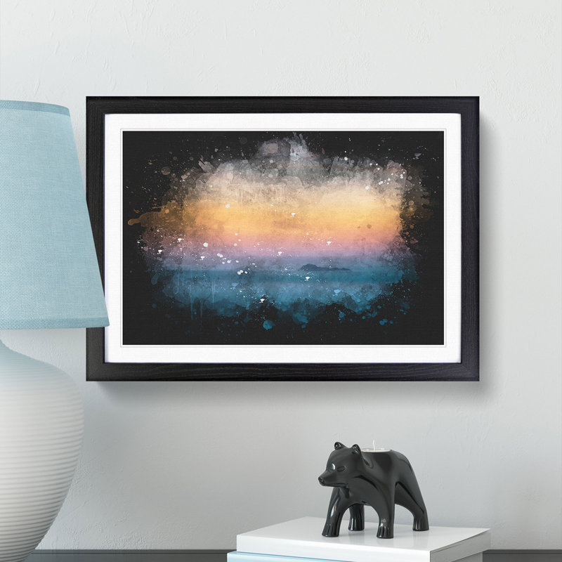 Beautiful Beach Paint Splash - Framed Print, 33cm H x 45cm W x 2cm D, Black Framed