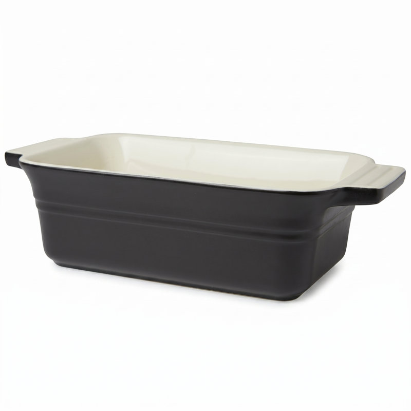 Moule à pain rectangulaire noir mat rétro, 2,7 L - Plat de cuisson en céramique pour pain, Lasagne et pain de viande - Four à vaisselle de table