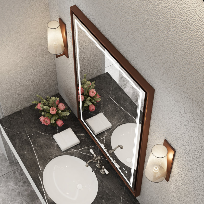 Miroir de salle de bain à miroir pour salle de bain, Bronze, 32 po x 30 po
