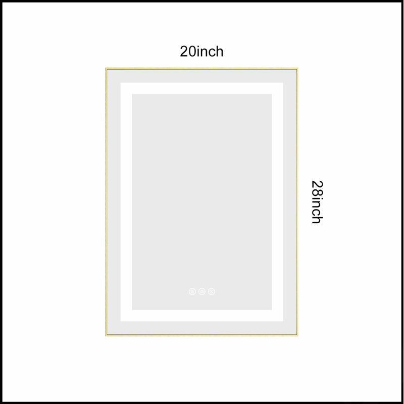 Miroir de salle de bain DEL, Doré, 28 po x 20 po