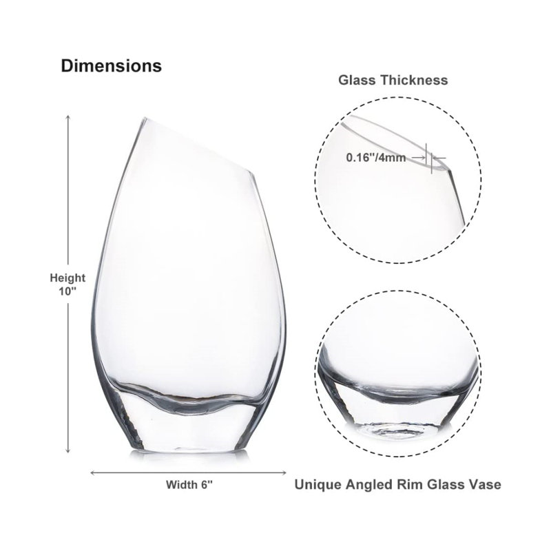 Ionela Glass Table Vase, 10" H x 6" W x 6" D