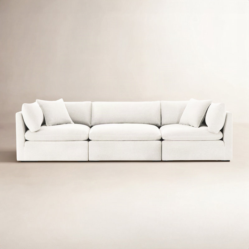 Canapé modulaire rembourré 3 pièces Annabella, Chenille Elite Performance texturée ivoire Elite