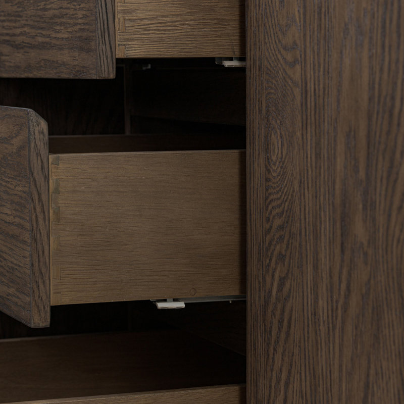 Everett Double Vanity-Satin Light Wash Oak, Satin Espresso Oak Veneer