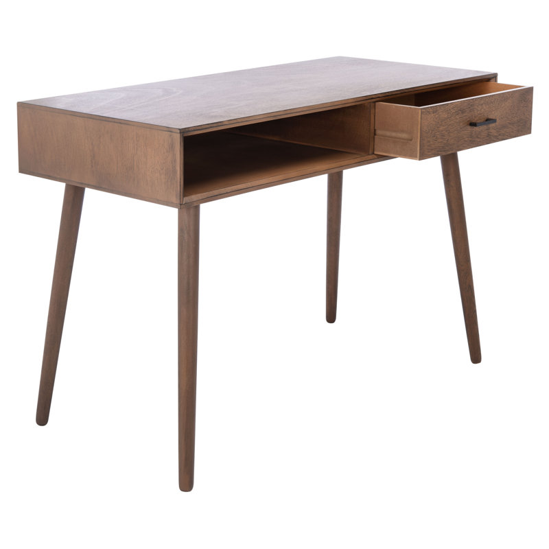 Modern Fogg Writing Desk -Stylish Rustic Office 42" Desk with Storage Drawer & Shelf for Home Office, Brown