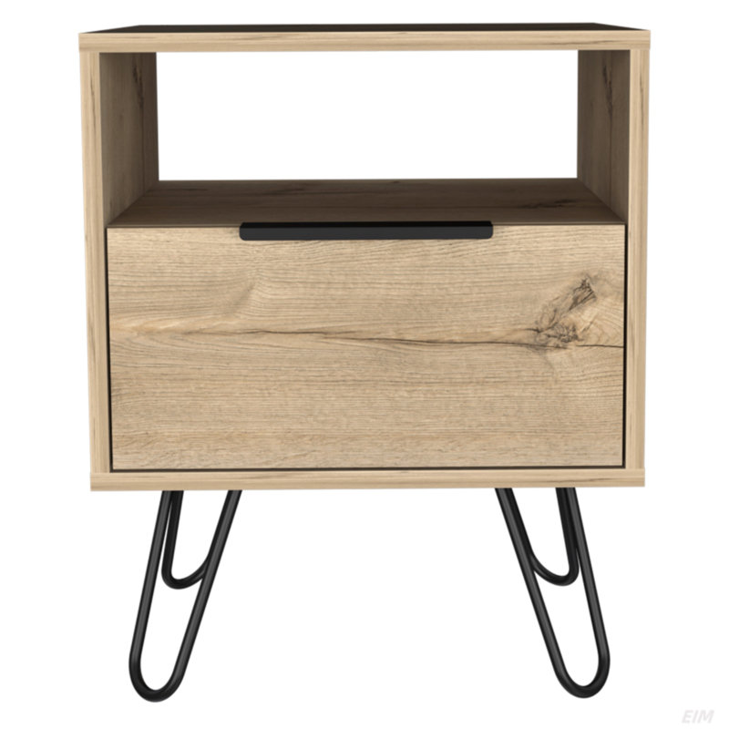 Jacara metal bedside table, Chêne