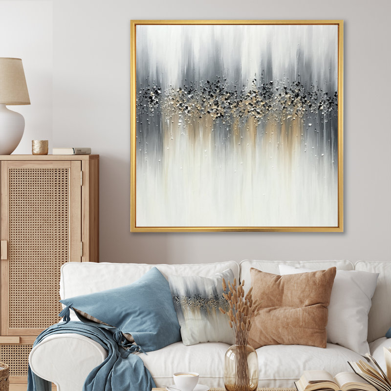 «Gentle Grey Serenity», reproduction d'art sur toile, Cadre flottant doré, H 36 po x l 36 po x P 1,5 po