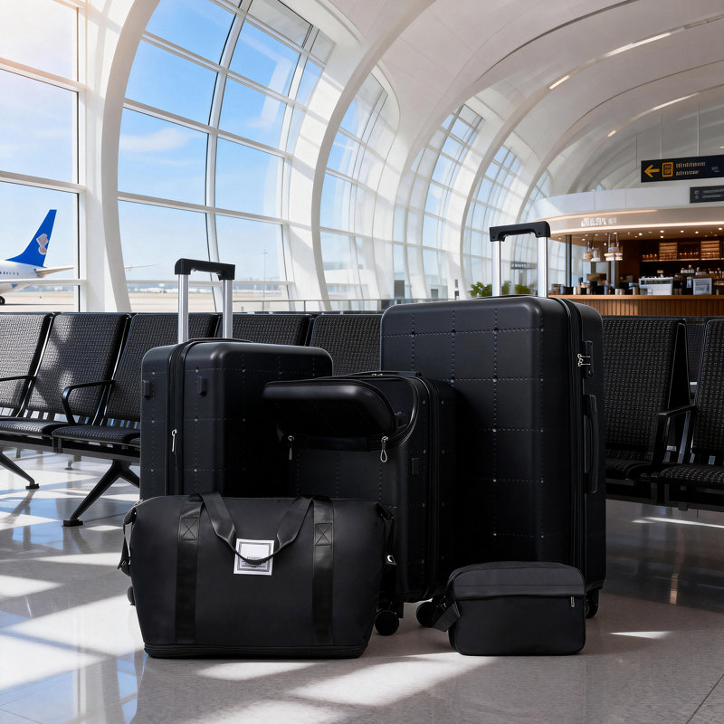 Ensemble de 5 valises avec sacs Hardside, Black