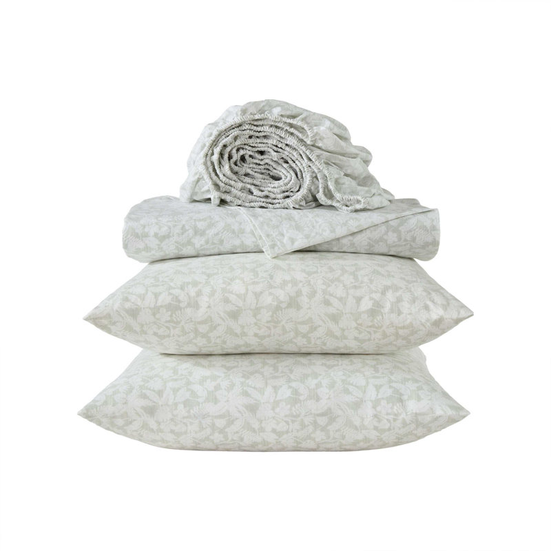 Tommy Bahama Printed Percale Cotton Sheet Set, King Sheet Set with 2 Pillowcases, White Beach Chairs