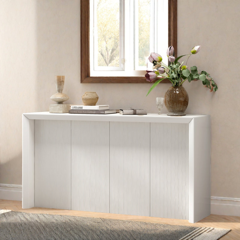 Console avec lignes simples et panneau arrière, Beige