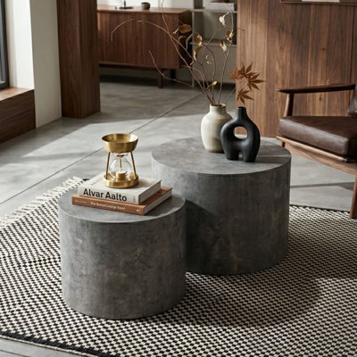 Ensemble de 2 tables basses rondes Nesting