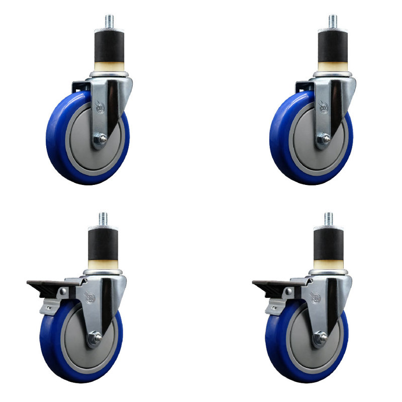 Ensemble de roulettes extensibles pivotantes en poly 1-7 / 8 pouces 2 roues SCC