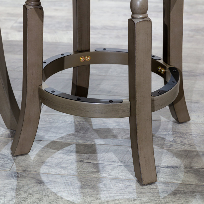 Tabouret de bar 30 po, finition gris patiné, siège en tissu gris anthracite, Gris anthracite