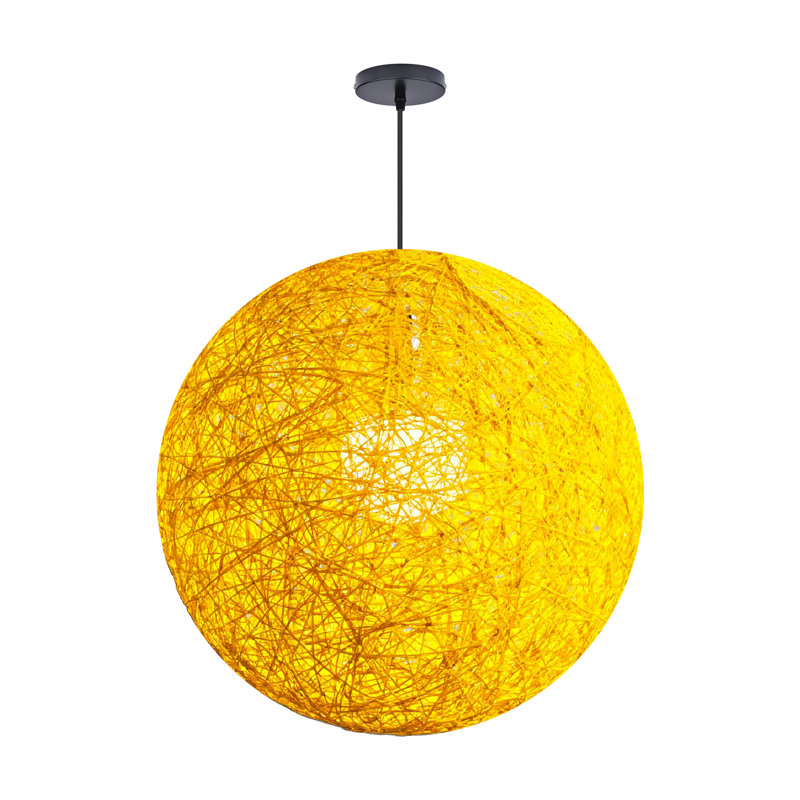 Luminaire suspendu sphère 1 lumière blanc, H 13,77 po x l 13,77 po x P 13,77 po, Jaune