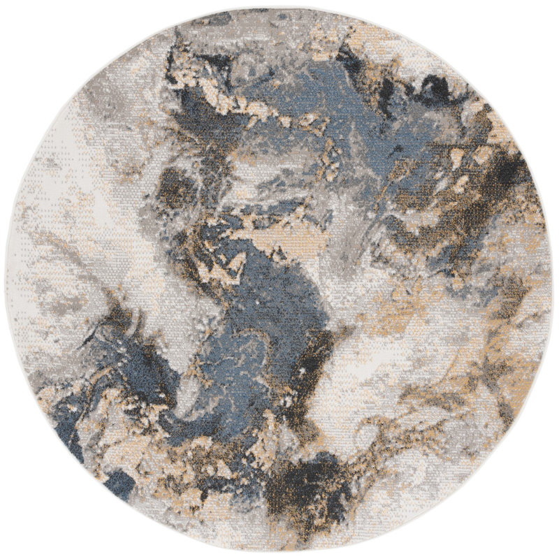 Pyramid Performance Abstract Rug, Round 6'7"