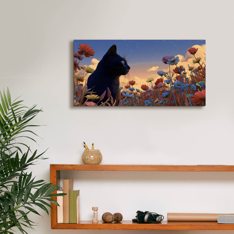  «Black Cat Meadow» par Ann Klee, art mural sur toile, 24 po x 12 po