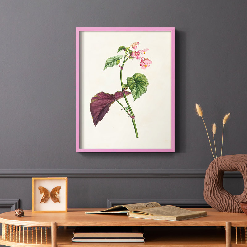 «Pretty Pink Botanicals VI», reproduction encadrée - bois massif, Rose, H 10 po x l 8 po