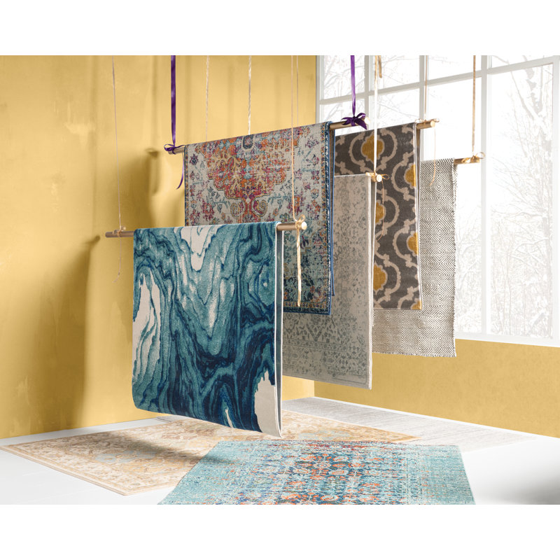 Hertzler Oriental Area Rug, Runner 2'2" x 14', Ivory/Blue