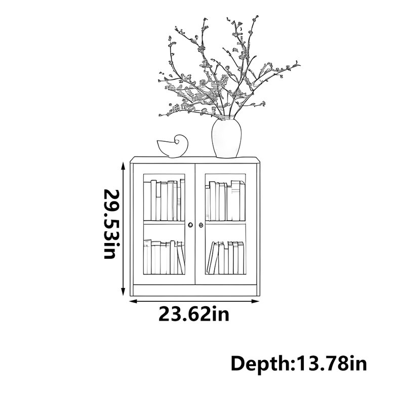 Bibliothèque populaire de style américain, (2 tablettes) H 29,53 po x l 23,62 po x P 13,78 po