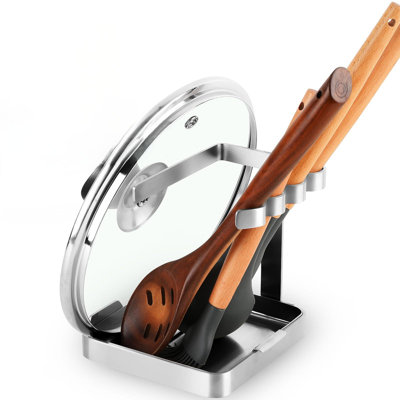 Porte-ustensiles vertical avec support et organisateur pour comptoir de cuisine en acier inoxydable de qualité alimentaire