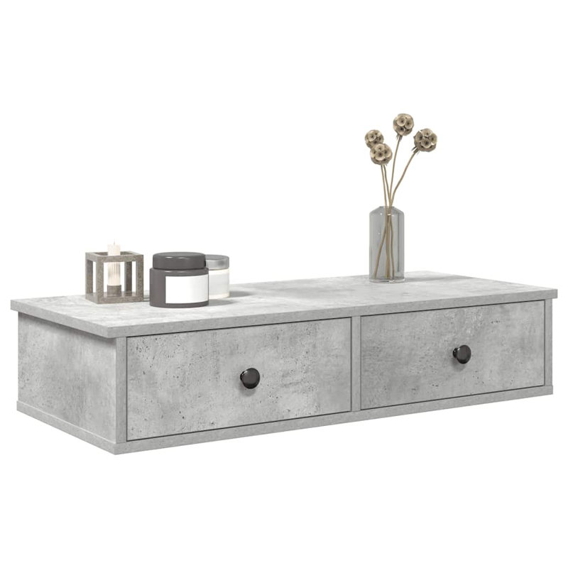 113-9 Wall Mounted Shelf, Concrete grey, 17cm H x 80cm W x 31cm D
