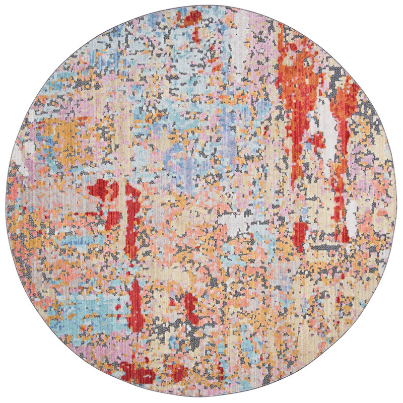 Higginson Provance Performance Abstract Rug, Round 6'7"