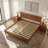 Queen Premium Solid Wood Platform Bed Frame, Walnut Finish with Sculpted Spearhead Headboard – Mid-Century Modern Style, 800lbs Capacity, All Mattress Support, No Box Spring Needed-112609345-112609343