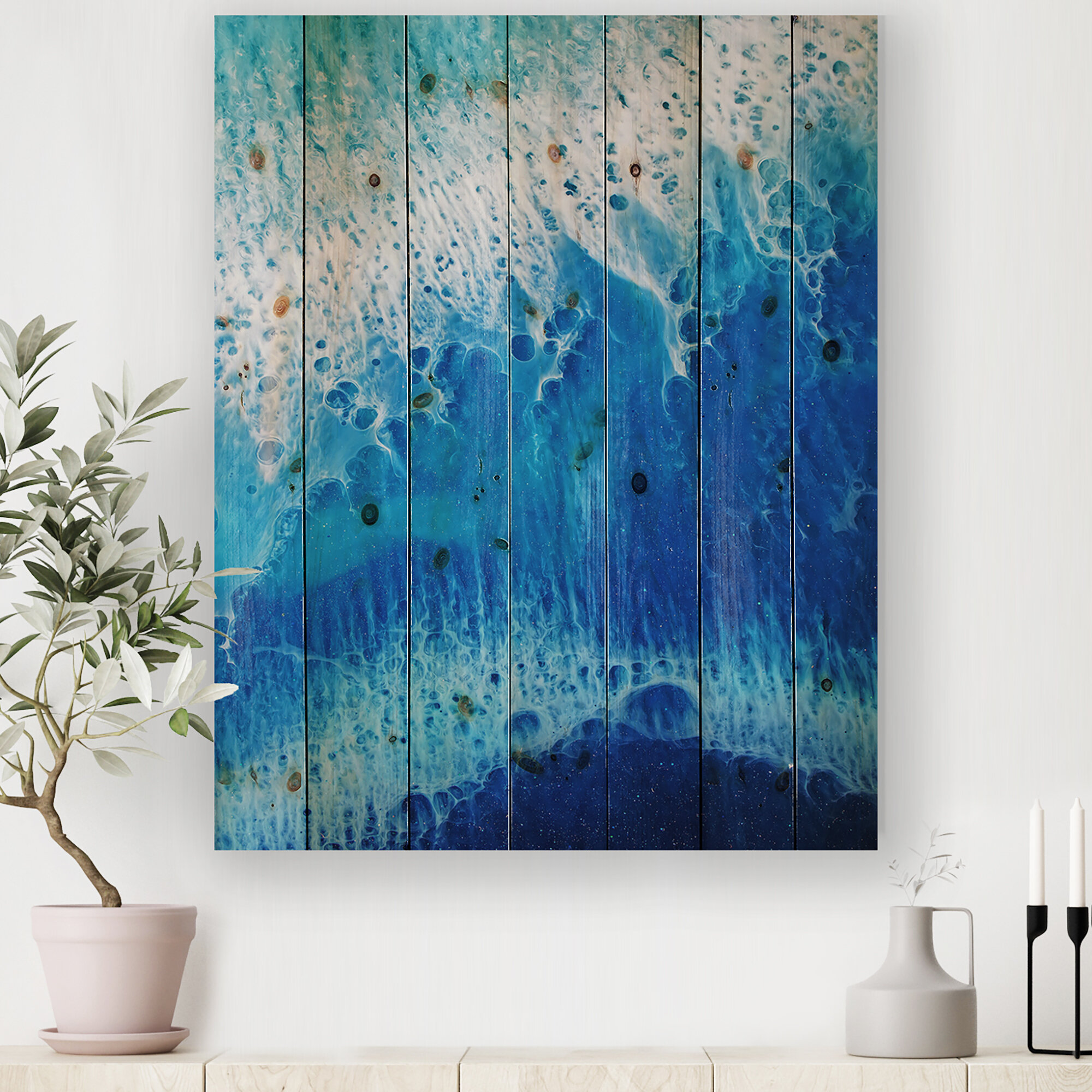 Waves Epoxy Resin Art IV Framed On Canvas Painting