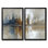 Sunrise Rays Over Chicago Skyscrapers - Cityscape Large Wall Art, Blue Cityscape, reproduction sur toile 2 pièces