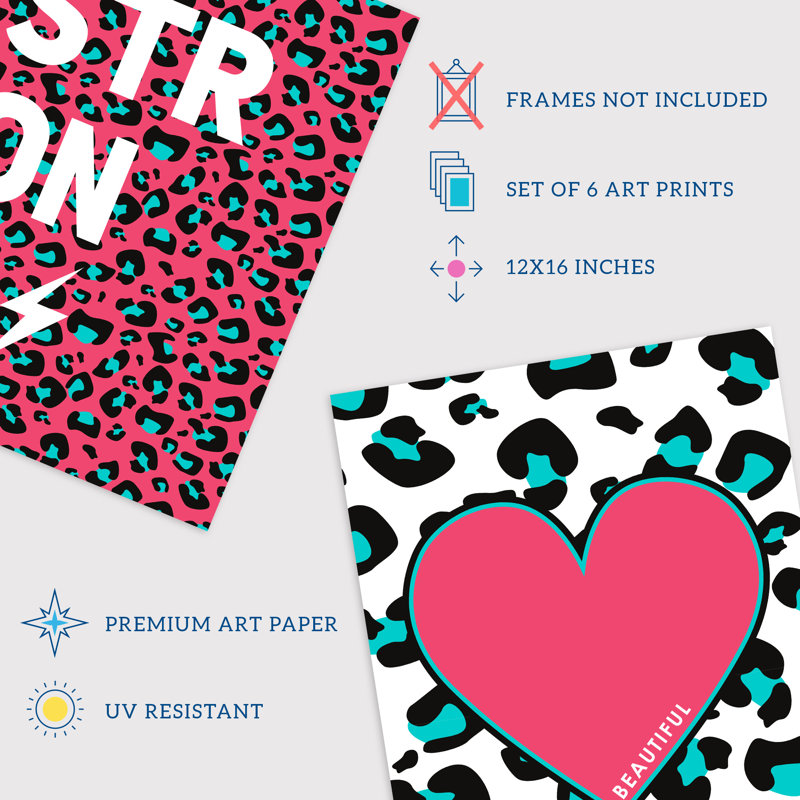 Leopard Pattern Bold Shapes - 3 Piece No Frame Print Set, Multicoloured Pink, 40.5cm H x 30.5cm W x 0.3cm D