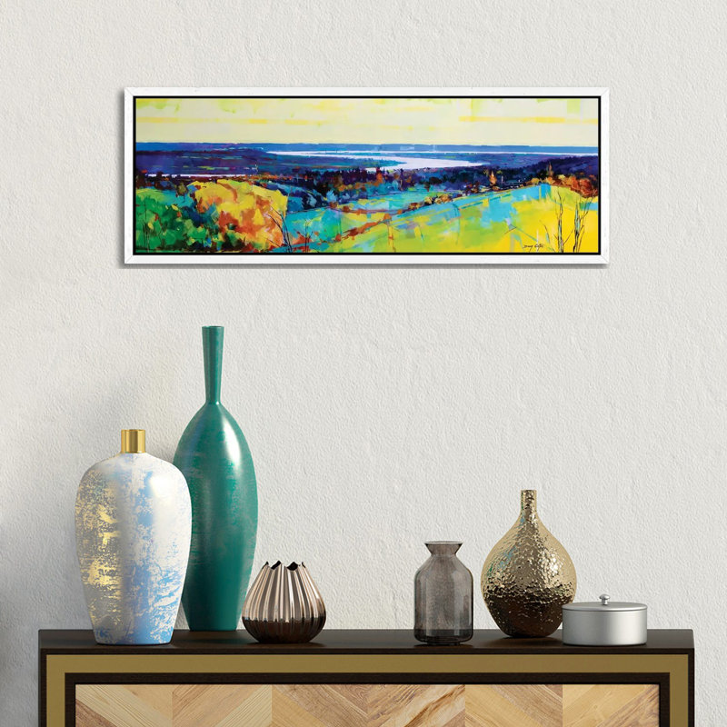Sabrina II by Doug Eaton - Panoramic Painting on Canvas, 30.48 cm H x 91.44 cm W, White Framed