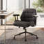 Black Office Chair, Pu Leather Ergonomic Desk Chair With Armrests, Mid-century Modern Executive Task Chairs, Height Adjustable