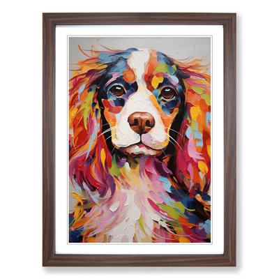 Cavalier King Charles Spaniel Abstract - Single Picture Frame Print on Wood