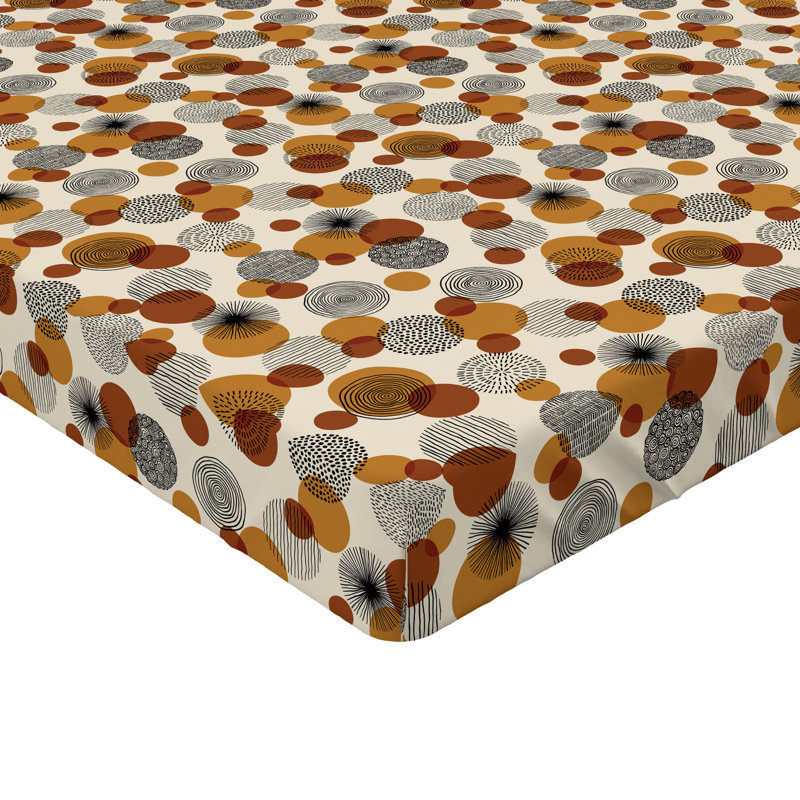 Drap-housse Ambesonne, Drap-housse grand, Ambre, cannelle, beige / géométrique