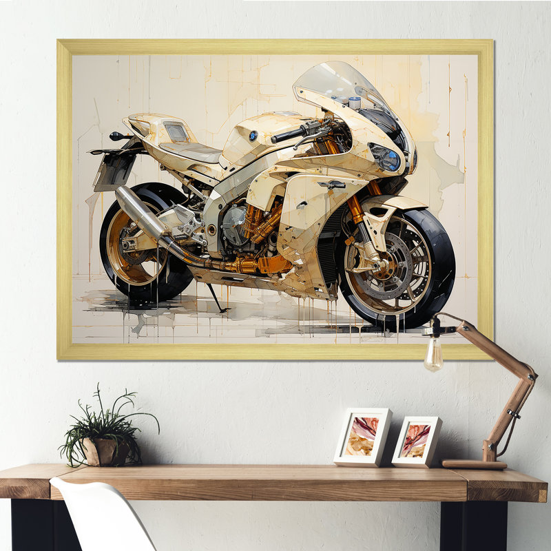 Minimalisme à moto I sur toile, H 30 po x l 40 po x P 1,5 po, Cadre doré simple