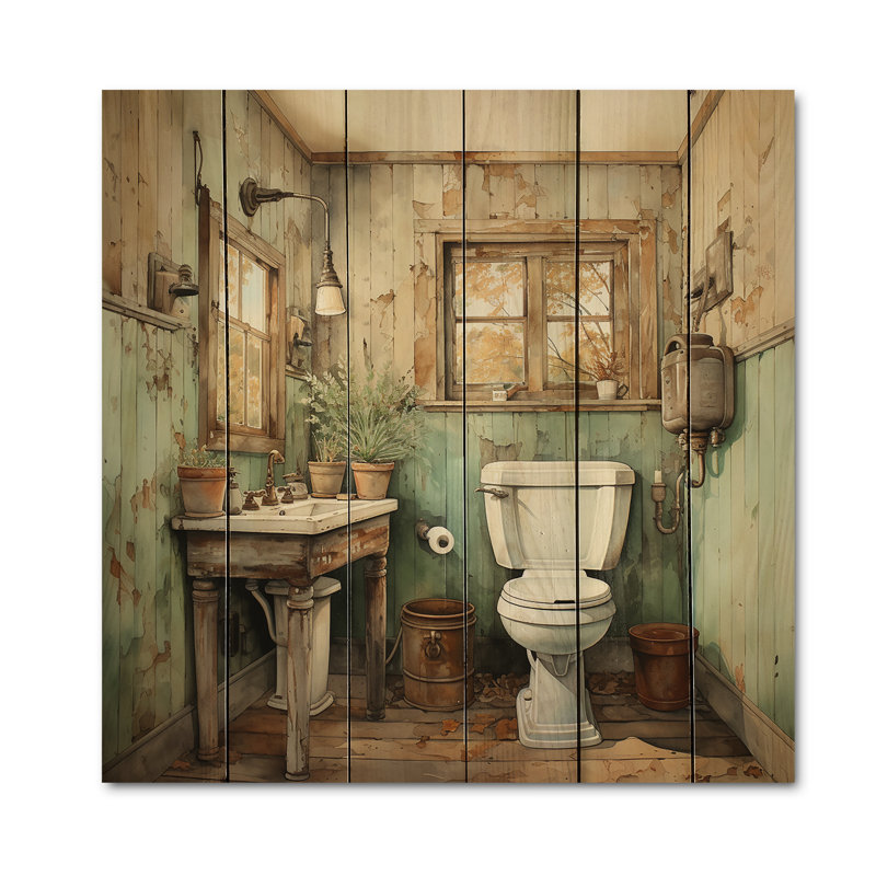Toile de ferme rétro Sevdi, impression sur bois II, H 15 po x l 15 po x P 0,78 po