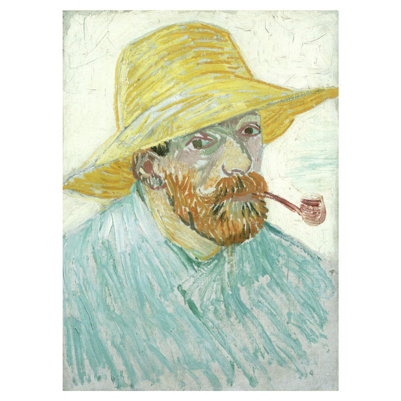 Autoportrait avec tuyau et chapeau de paille par Vincent van Gogh - Impression giclée, H 40 po x l 32 po