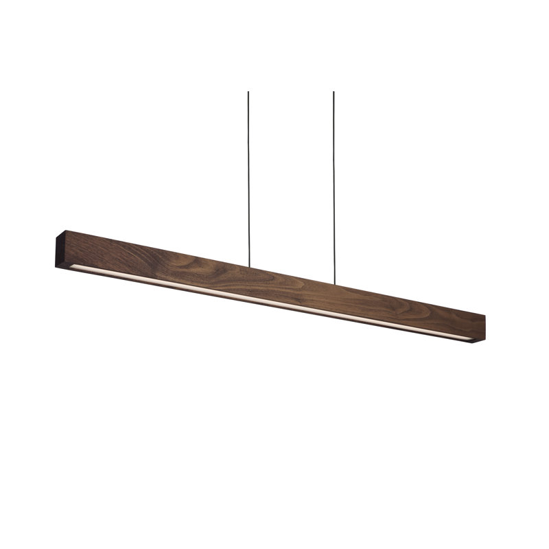 Una 3 - Light LED Kitchen Island Pendant - Uplight and Downlight, 2700K, Walnut, 2.75" H x 48" W x 2" D