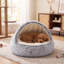 Lit-grotte à capuchon pour chat, lit douillet rond pour chat avec auvent - Coussin lavable amovible - Nid douillet pour chat-974445124-974445123