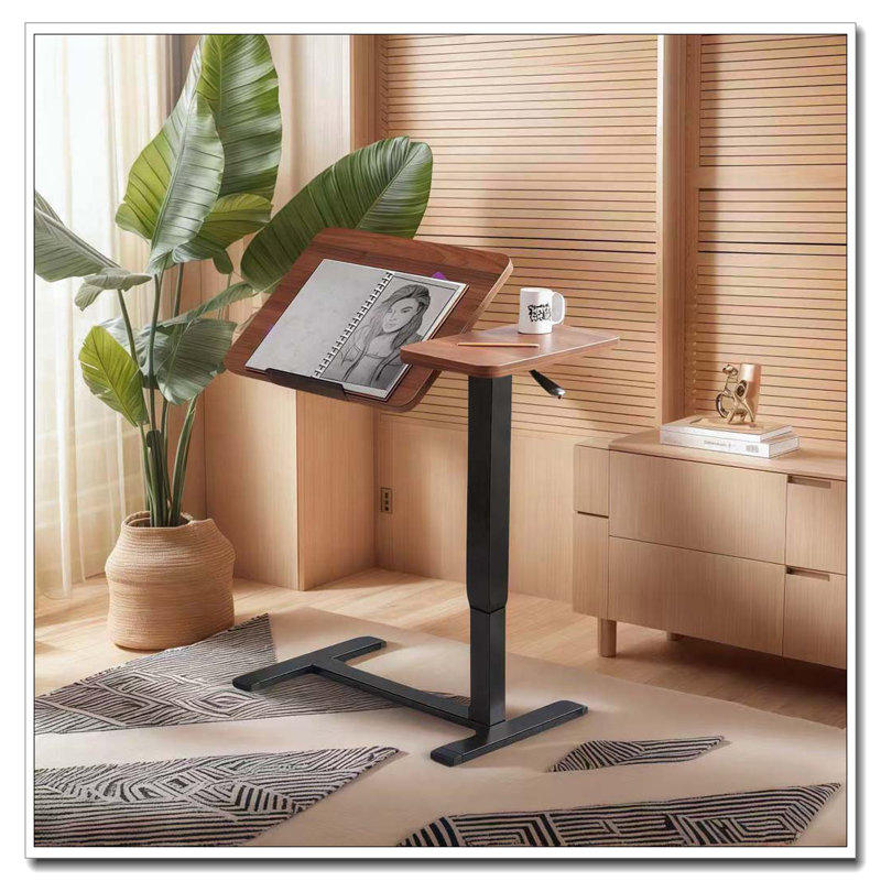 Table de chevet inclinable et mobile, Noyer / noir