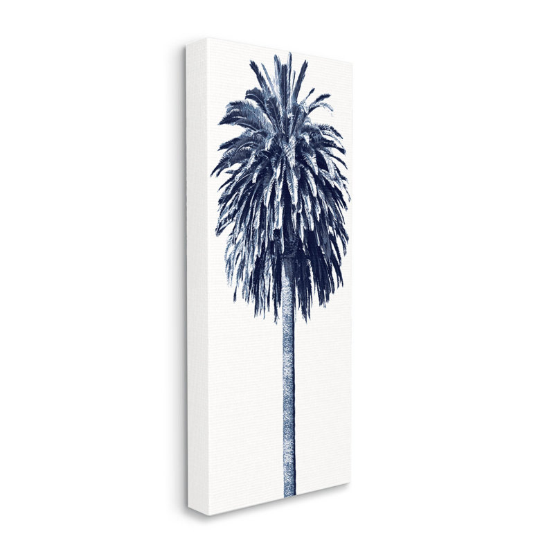 Contemporary Blue Palm Tree Wrapped Canvas Wall Art