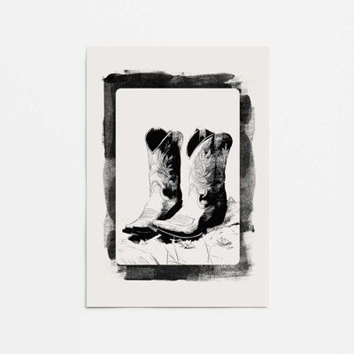 Impression monochromatique de cartes occidentales III, 36 po x 24 po