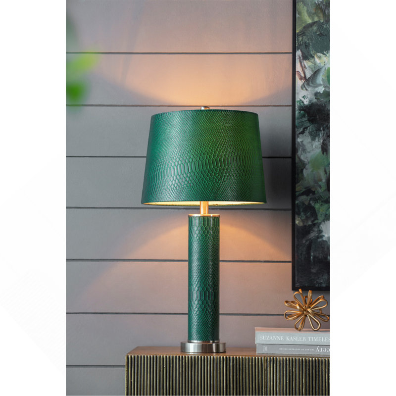 14X14x27" Leather Table Lamp