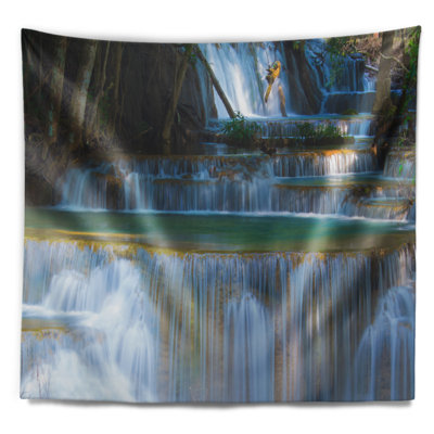 Tapisserie thaïlande en cascade de forêt profonde en polyester avec accessoires suspendus inclus