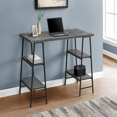 Bureau d'ordinateur Allyssa, bureau personnel, ordinateur portable, tablettes de rangement, L 48 po, bureau, métal, stratifié